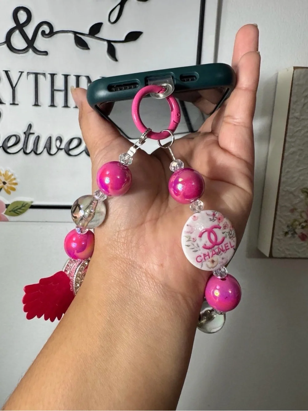 Fancy Pink Angel Wings Phone/Key/Bag Chain #P794 - Picture 8 of 9